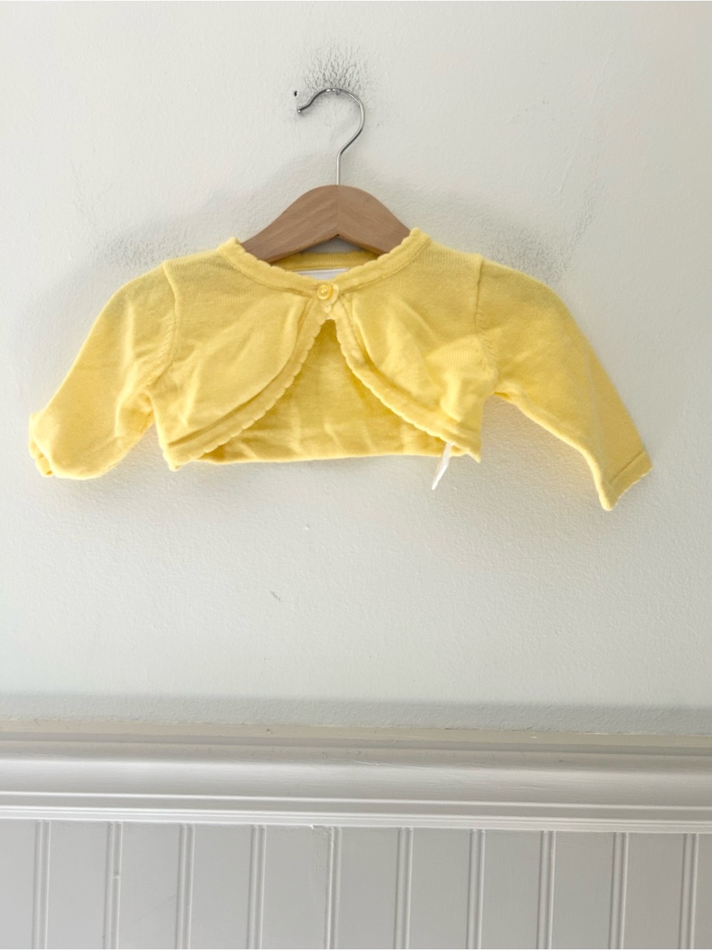 3-6 Months Yellow Baby Bolero Cardigan - Soft Knit Layering Sweater Emma Rose